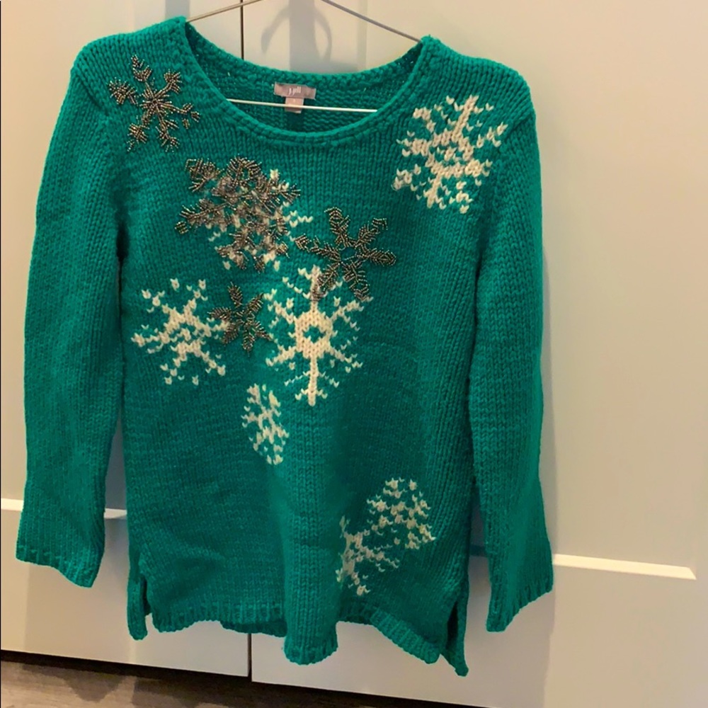 Green snowflake Christmas sweater